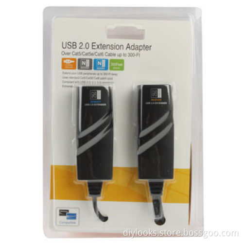 USB 2.0 Extension Adapter, RJ45 LAN Cable Over Cat5/Cat5e/Cat 6 Cable